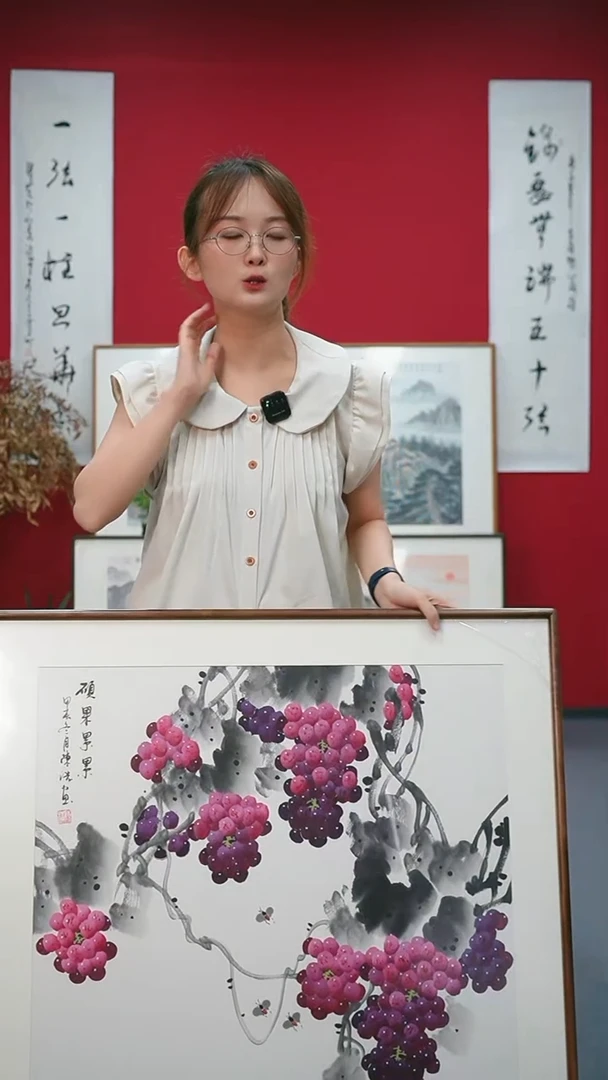 国画80*80手绘作品带框