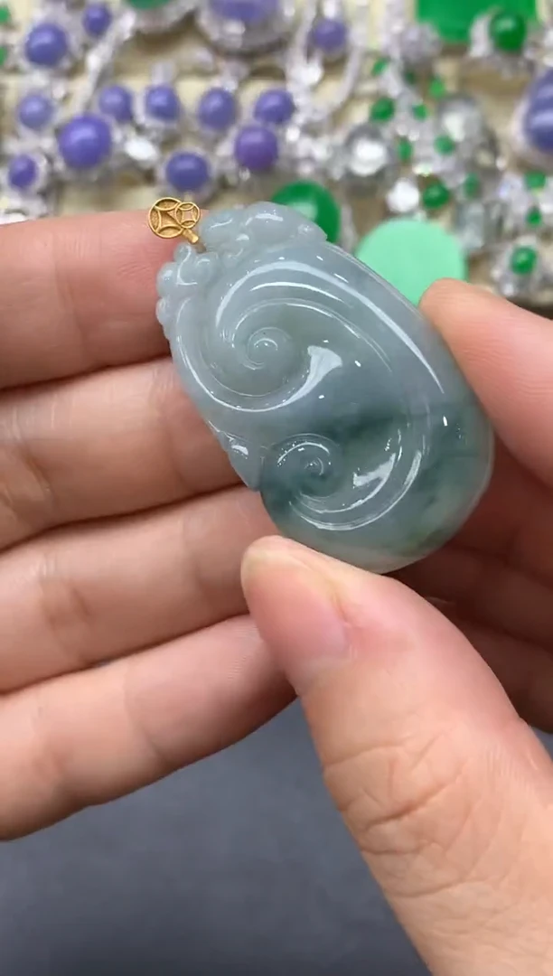 颈饰18K金镶嵌翡翠15-中国好珍宝