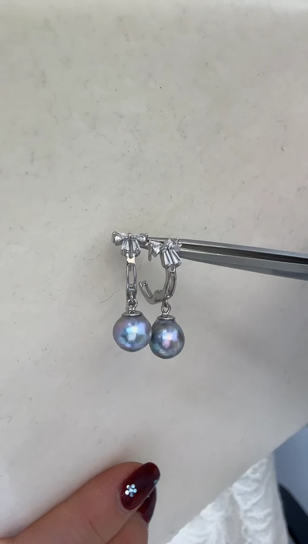 未镶嵌耳饰海水珍珠真多麻7.7-7.8mm+S925银耳环