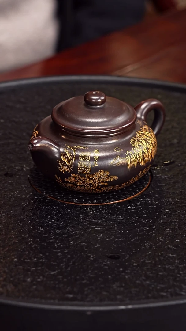 茶壶紫砂谈俊祥 仿古120 古乌泥 260毫升黄努卫