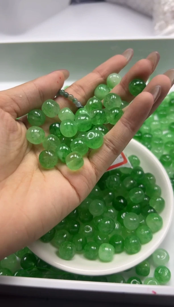 未镶嵌颈饰碧玺w1739苹果绿碧玺老型10*8mm15颗