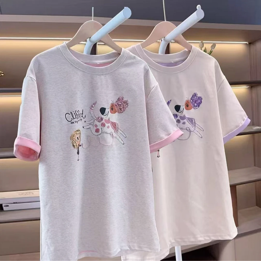 女童短袖T恤夏季2025新款儿童洋气时髦超好看打底衫上衣女孩夏装