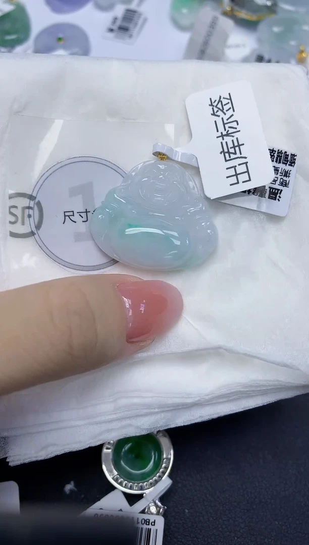 颈饰18K金镶嵌翡翠天然缅甸翡翠A货多样性发一件