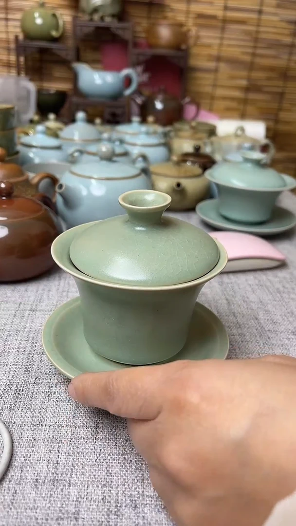 【闪购商品】瓷片原生态原矿青绿盖碗