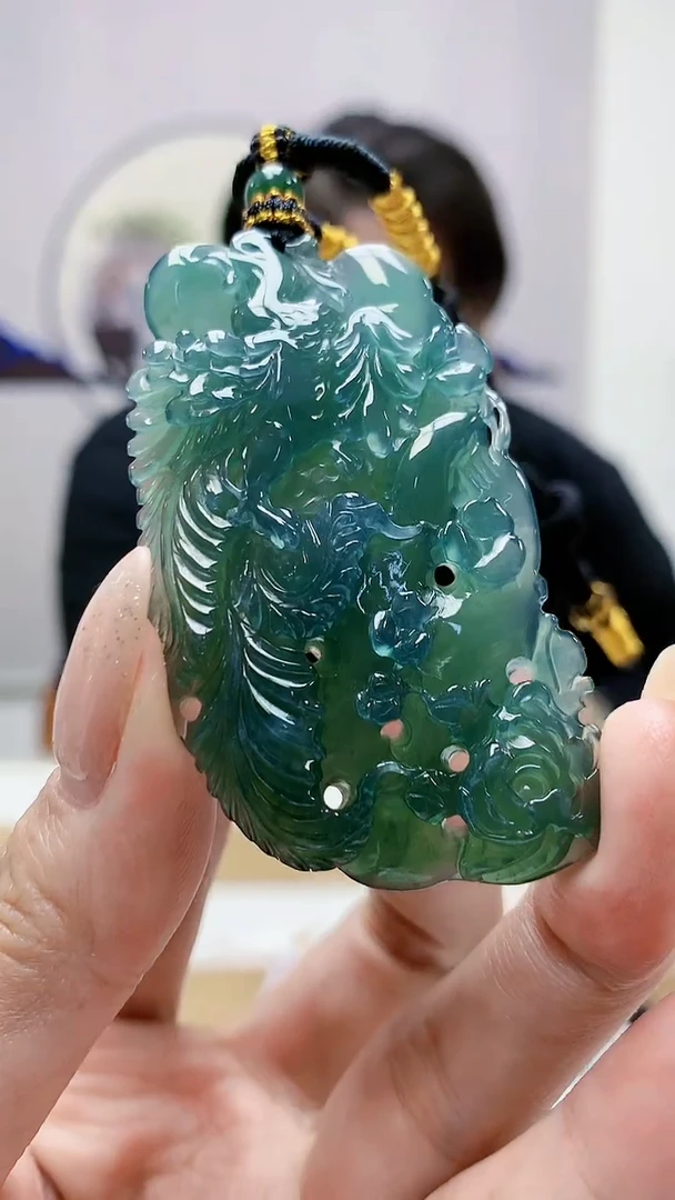 未镶嵌定制翡翠5060MM-毛货挂件154