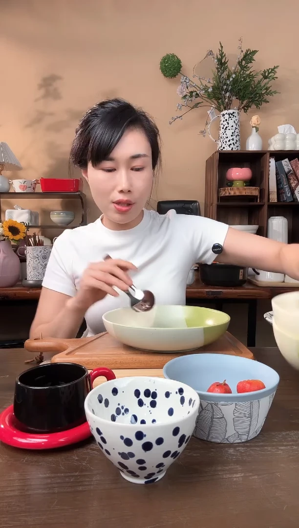 陶瓷8.5英寸拼色麻点深盘微瑕