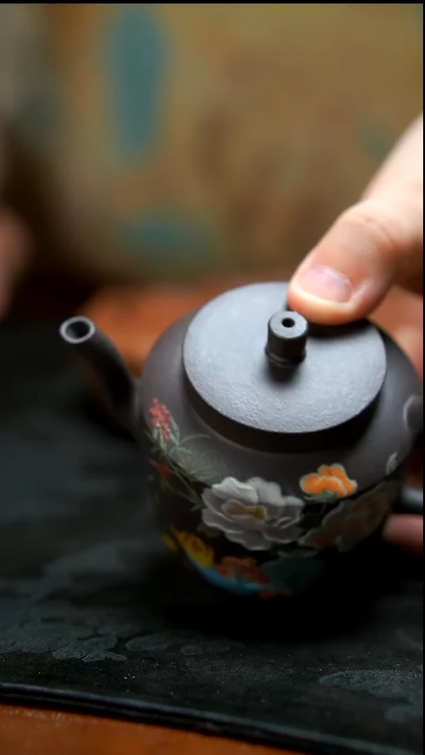 茶壶紫砂天青折肩清供壶微瑕