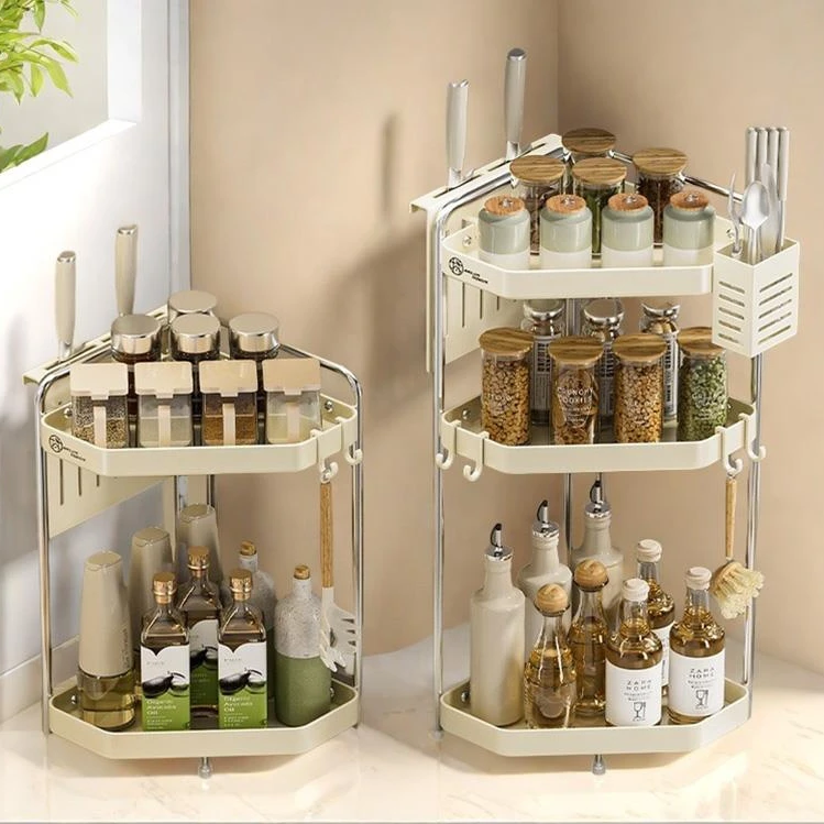 厨房置物架台面三角调料架墙角角落收纳架家用转角盐调味料放置架