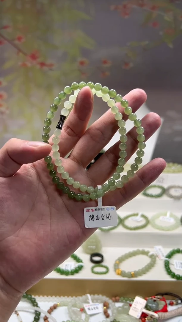 手串未镶嵌和田玉白*卡6渐变妈妈链