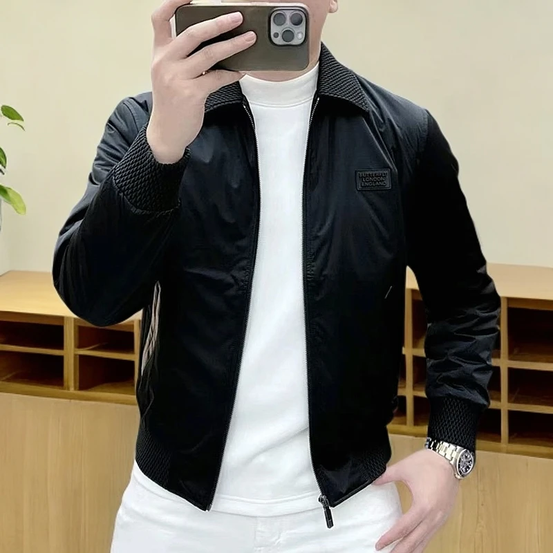 NYING秋季休闲夹克百搭时尚潮牌男士翻领保暖轻奢高品质立领外套