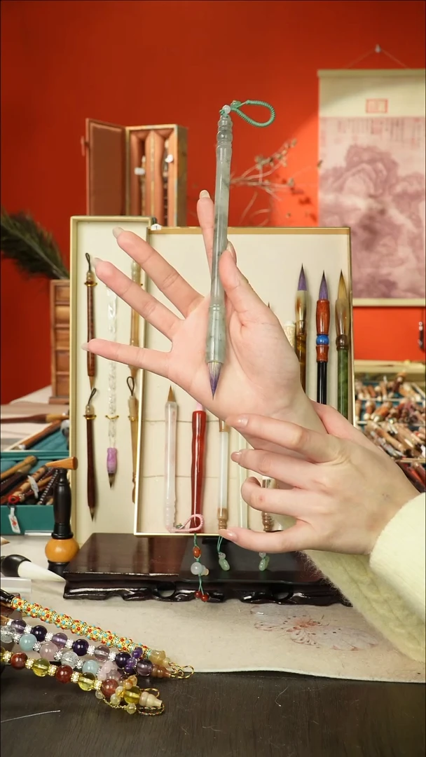 80号闪孤品高货毛笔链接 清水试笔 蘸墨不退