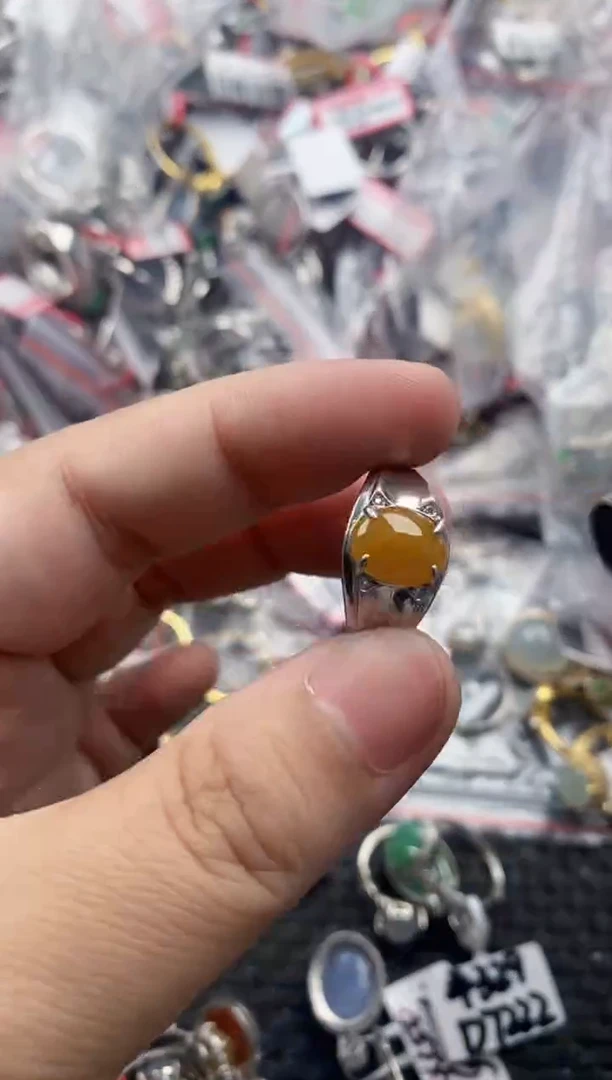 银S925镶嵌戒指翡翠777   10