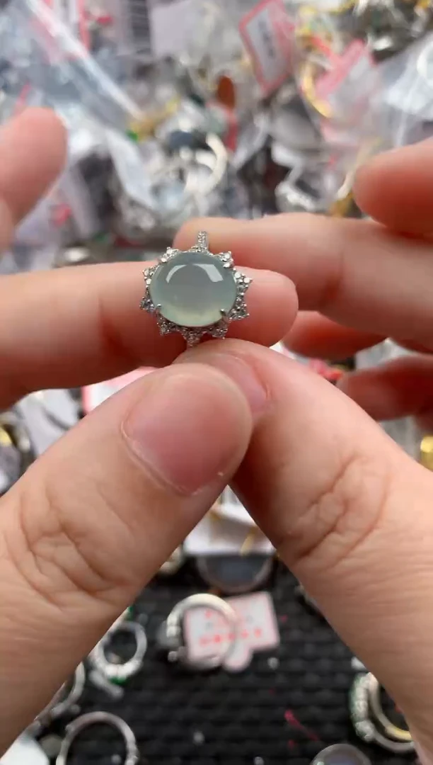 银S925镶嵌戒指翡翠111   3