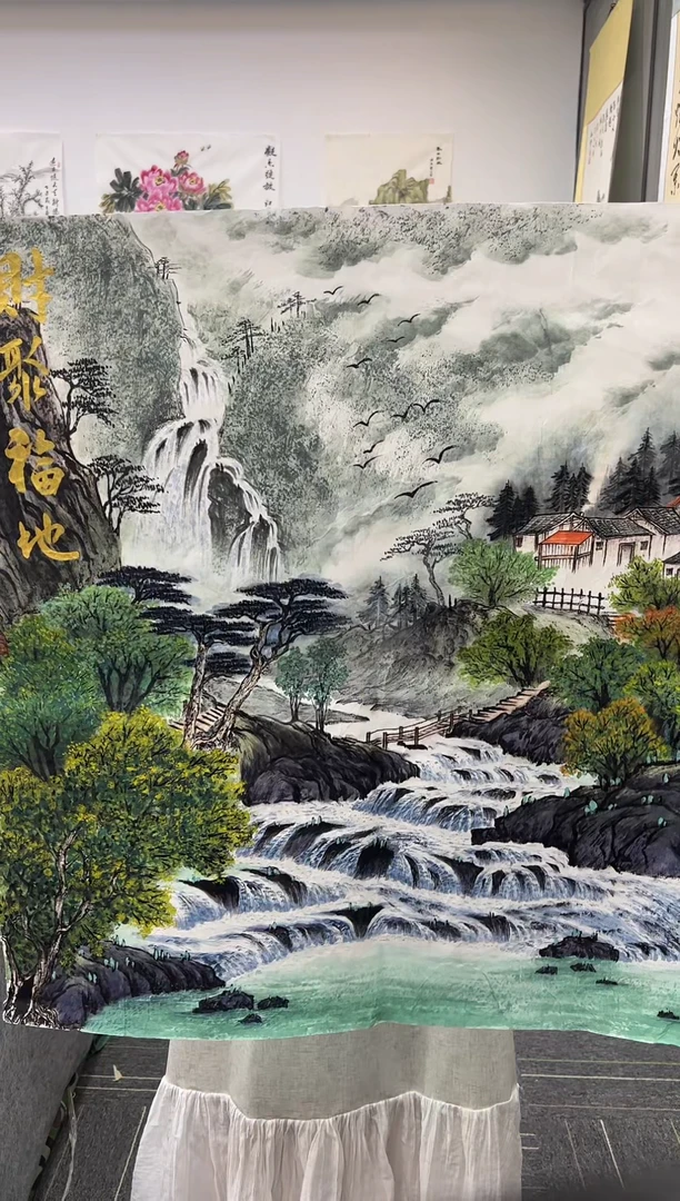 国画国画作品实稿作品鉴赏-70*70-山水-泓石