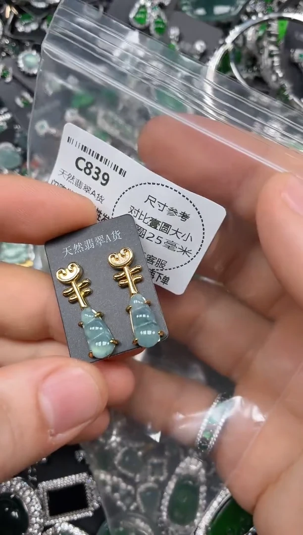 颈饰未镶嵌翡翠C839耳钉