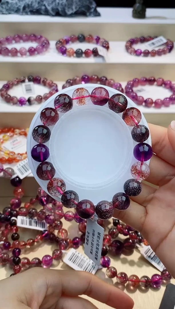 未镶嵌手链水晶黑加仑超七11m+