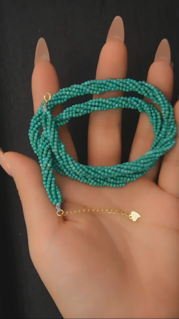 【闪购商品】绿松石项链6股编款银S925镶嵌发货一件