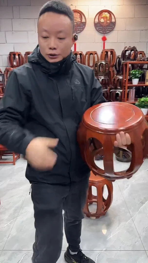 花梨木类家具花梨色小号鼓凳一对2条