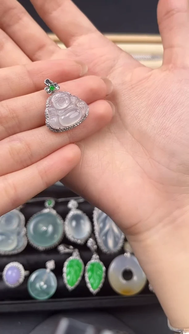 吊坠(不含链)18K金镶嵌翡翠翠小二缅甸翡翠严选FXH