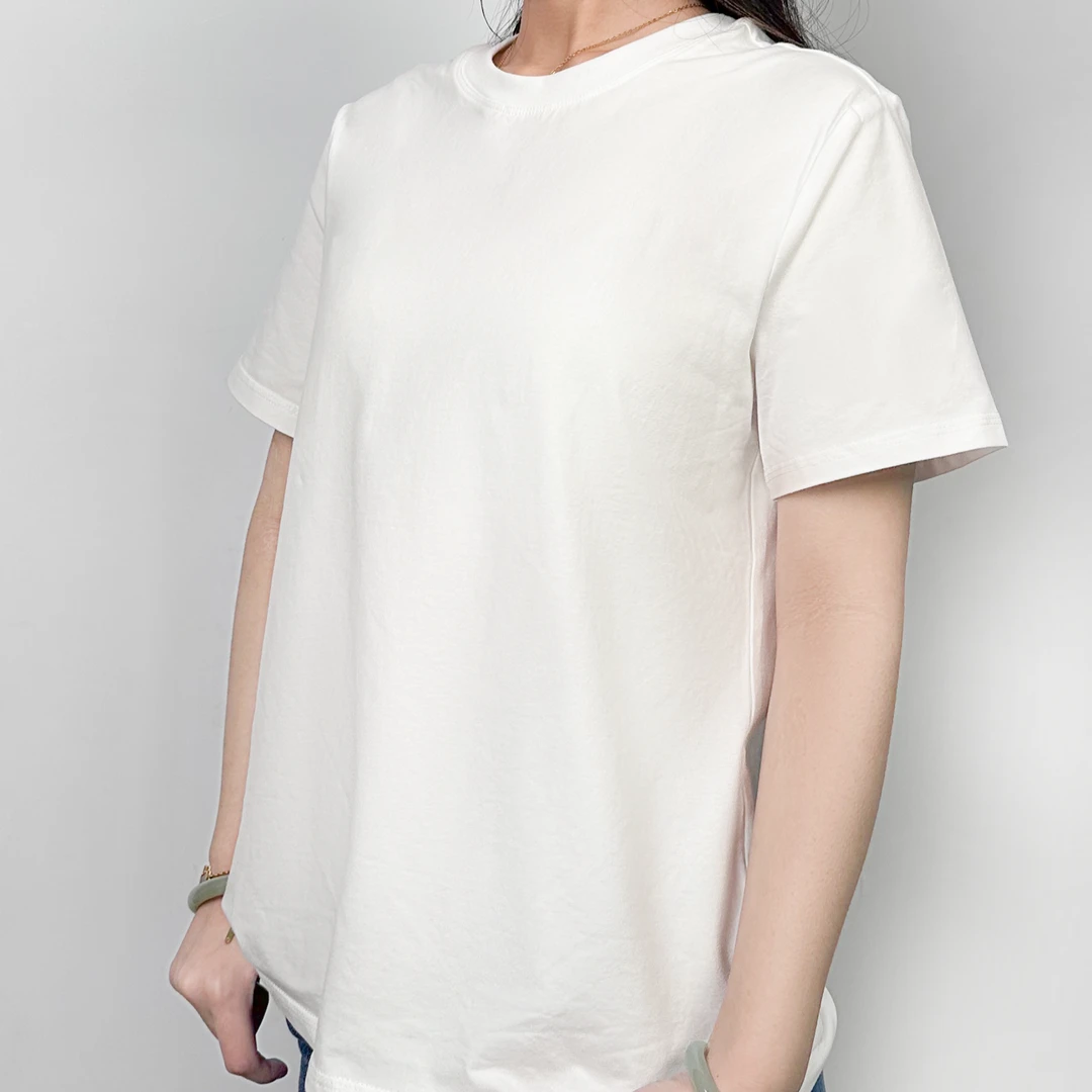 青雀慧灵家女士A类白色净面圆领短袖T