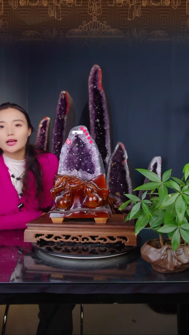 石材天然紫水晶摆件