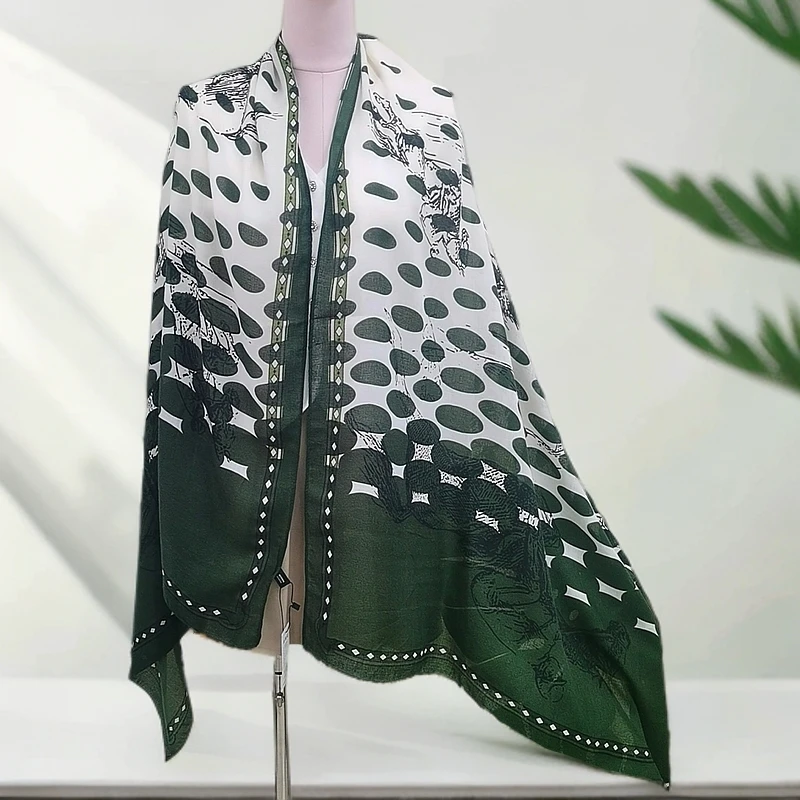 上海故事180*85cm时尚百搭马背上的骑手印花披肩围巾两用披巾女