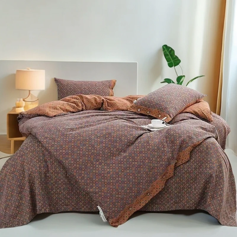 香奈 四件套-- 纯棉 提花双层纱 亲肤 柔软 全棉 双面 被套四件套