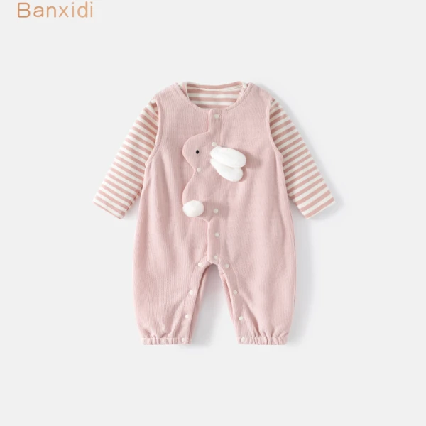 班喜迪婴儿衣服秋装连体衣宝宝超萌可爱外出服背带裤套装秋季爬服