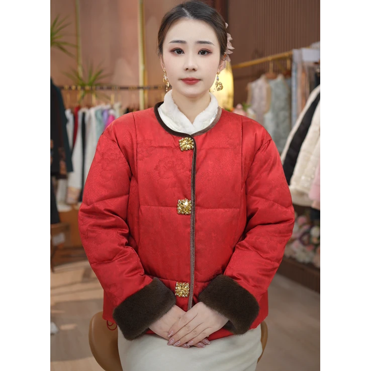 《秋颜-棉服》新中式提花国风百搭高定保暖显瘦棉服