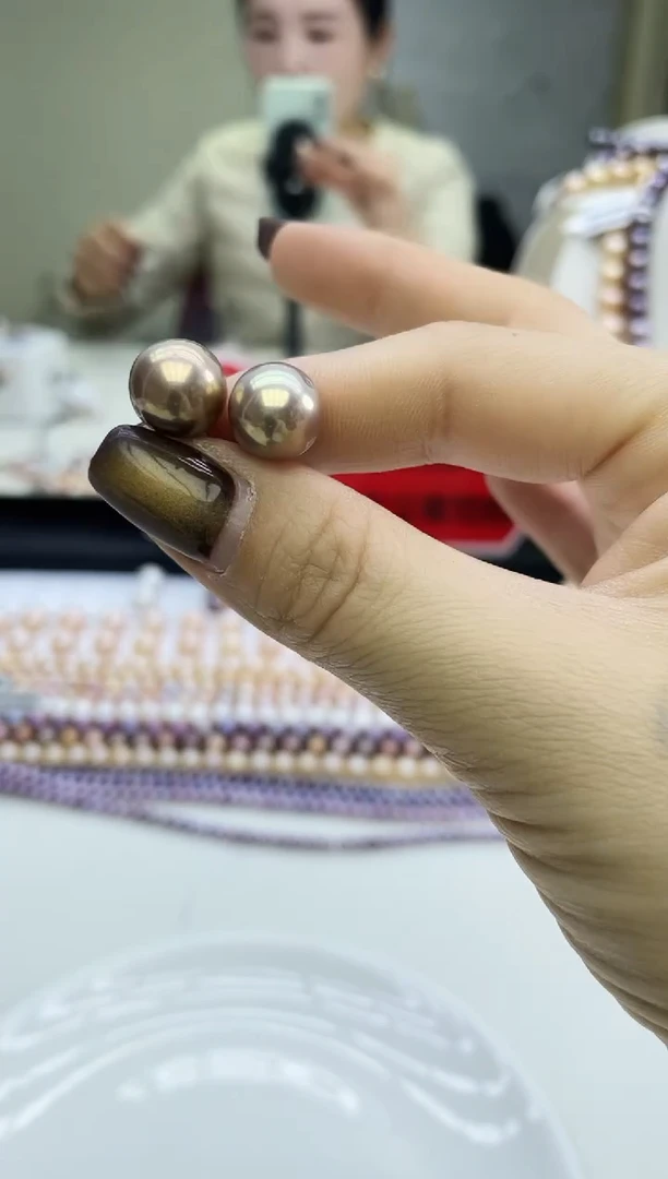 未镶嵌耳饰淡水珍珠紫色系极光耳饰