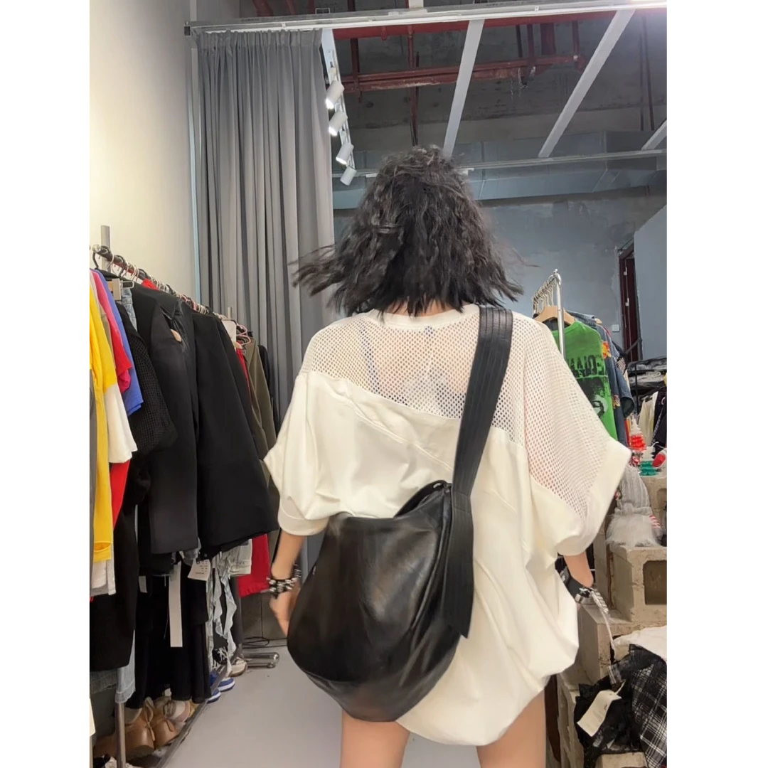 限量 奇奇家 热点原创 设计师镂空拼接 朋克摇滚酷帅大版T恤 白色