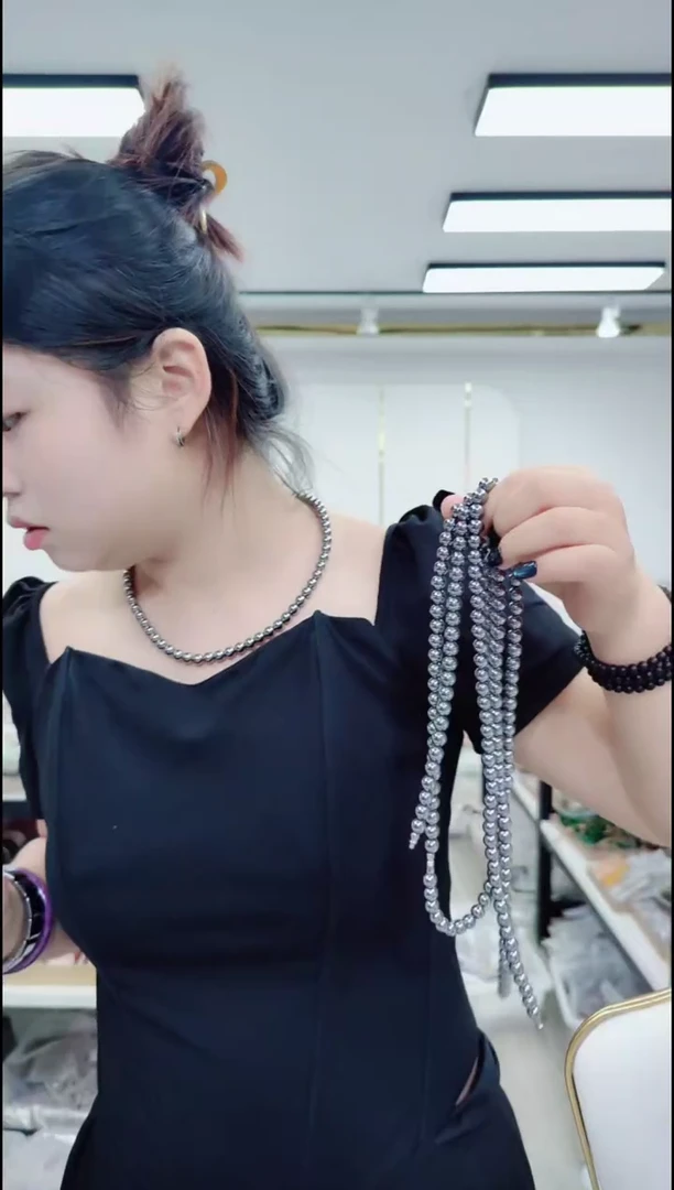 玛瑙/玉髓颈饰合金2962圆珠妈妈链