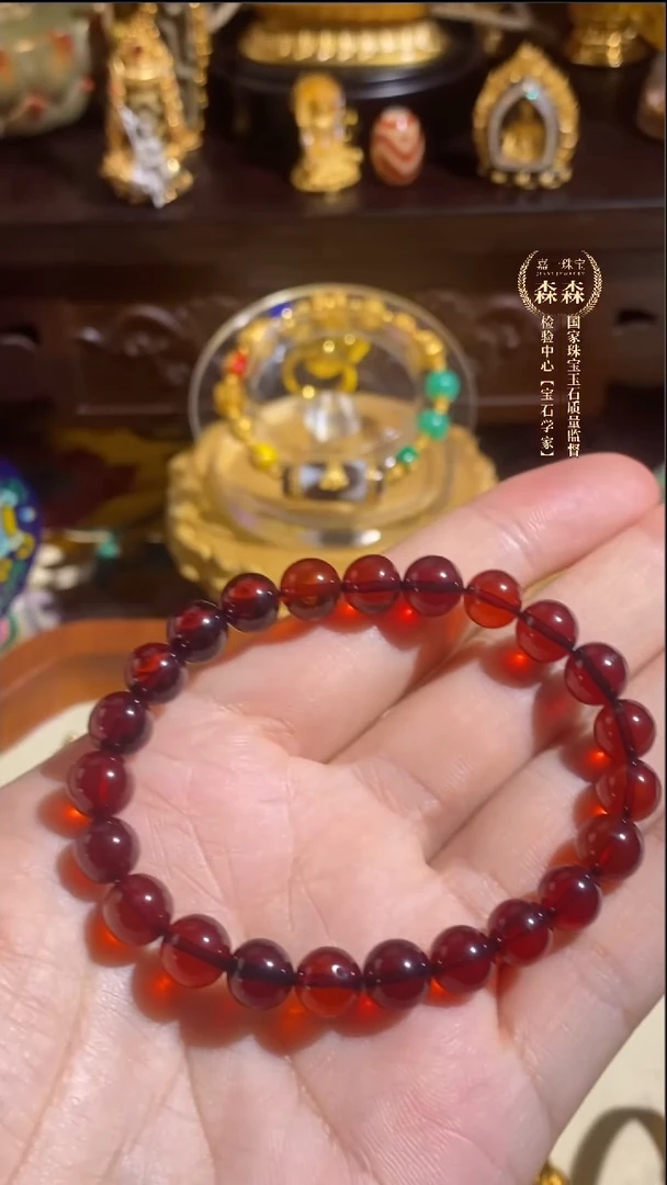 未镶嵌血珀手串单圈@@AE0745