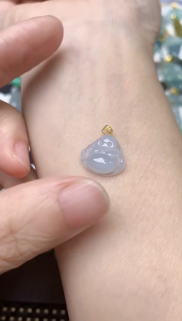翡翠18K金镶嵌颈饰天然缅甸A货翡翠