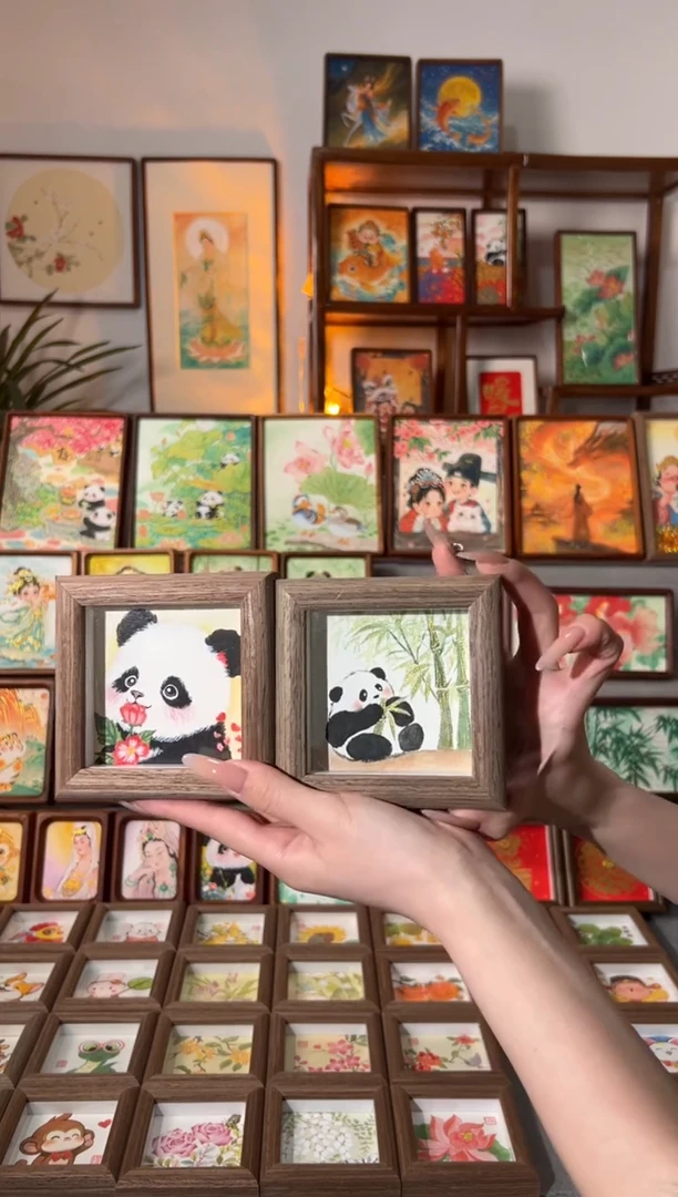 【闪购商品】国画闻花小熊猫 翠竹熊猫 手绘国画11