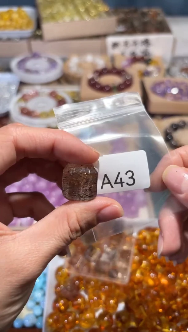 未镶嵌手串水晶四*子A43黑金超方糖卡16一颗