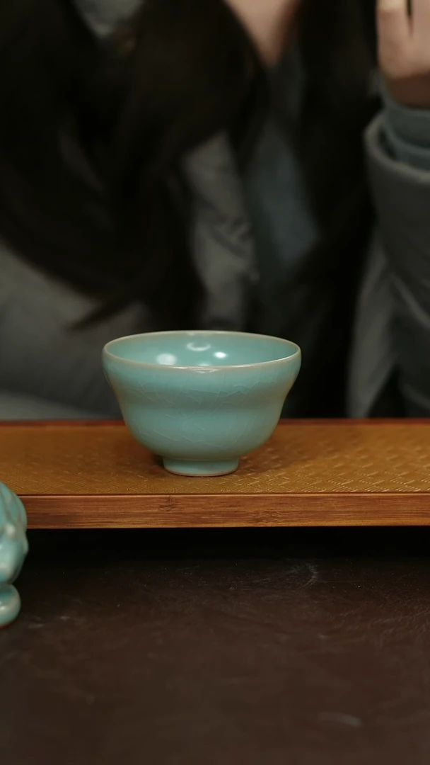 摆件瓷原矿原釉汝宋汝瓷 微瑕葫芦杯