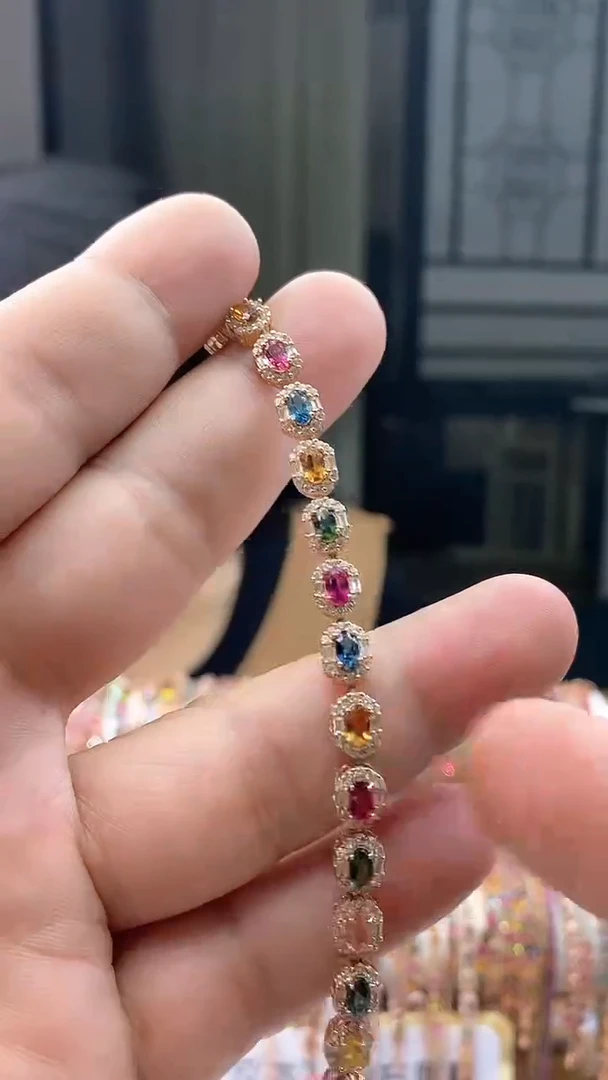 【闪购商品】碧玺手链银S925镶嵌21354345354354345