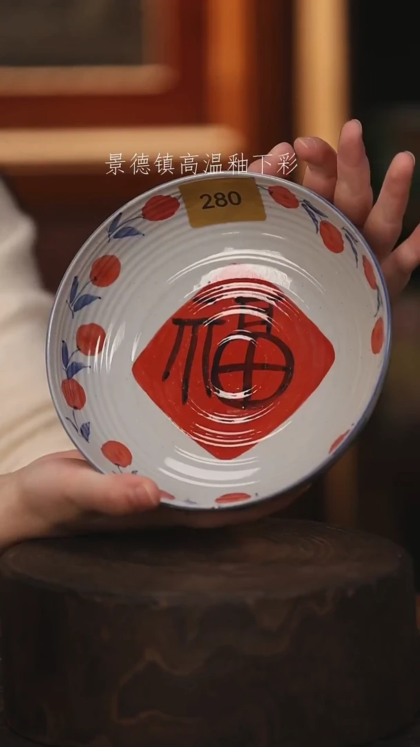 陶瓷景德镇高温釉下手绘陶瓷@L280@