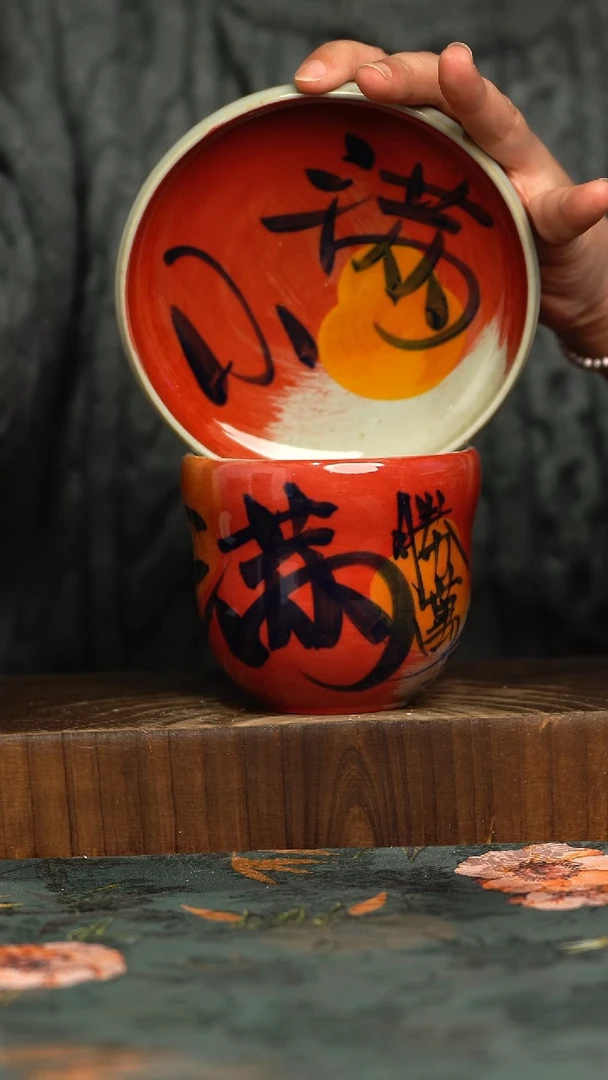 杯釉下彩手工手绘同款陶器