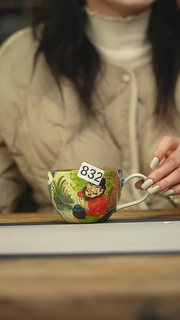 设计师手作款迷糊手绘咖啡杯