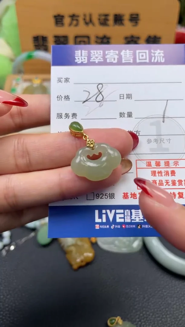 颈饰银S925镶嵌和田玉10151957