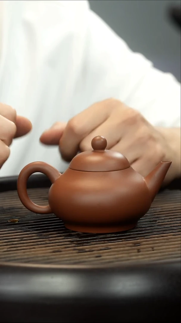 茶壶紫砂紫泥 梨形水平壶