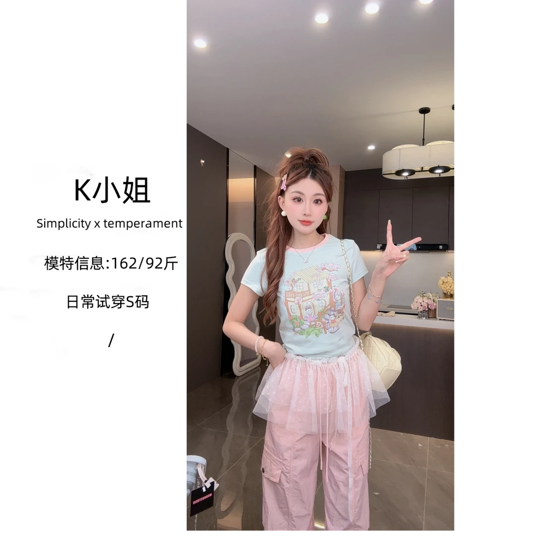 K小姐【蓝田玉暖】夏季新款气质休闲T恤预JJX5TX3162 JJX5XXK3161