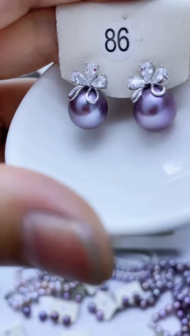 银S925镶嵌淡水珍珠耳饰86