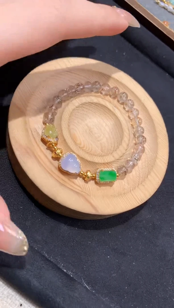 银S925镶嵌手串翡翠手串