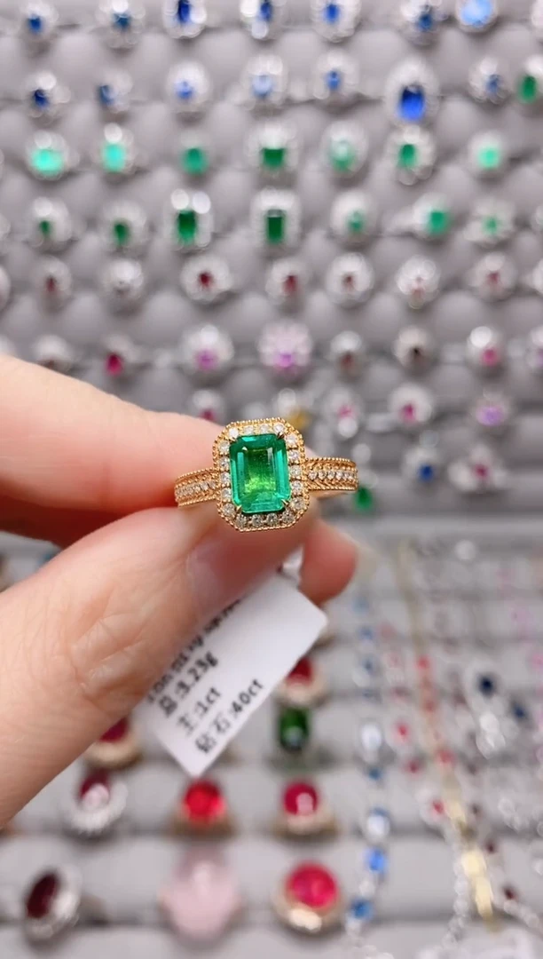 【闪购商品】祖母绿18K金戒指18K金镶嵌.