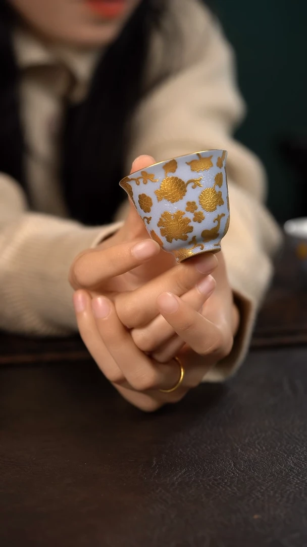 【闪购商品】杯德韶轩蓝地扒花花卉闻香杯