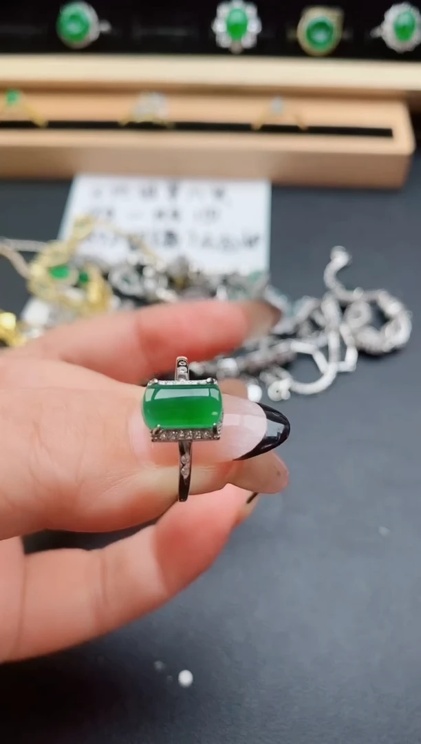翡翠戒指银S925镶嵌508