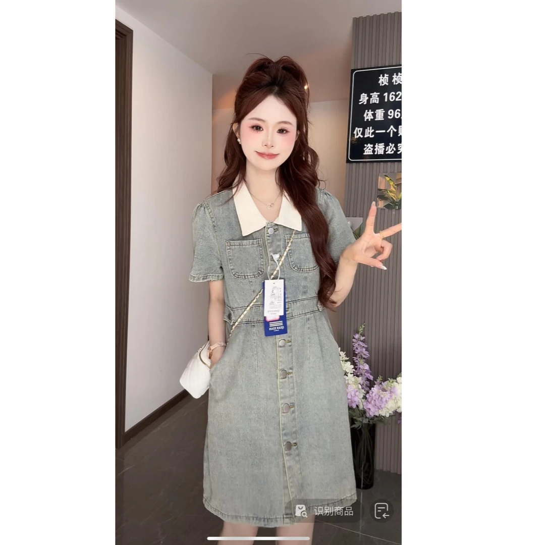 欧若风2025夏季修身显瘦时尚牛仔裙设计感小众休闲连衣裙气质9962